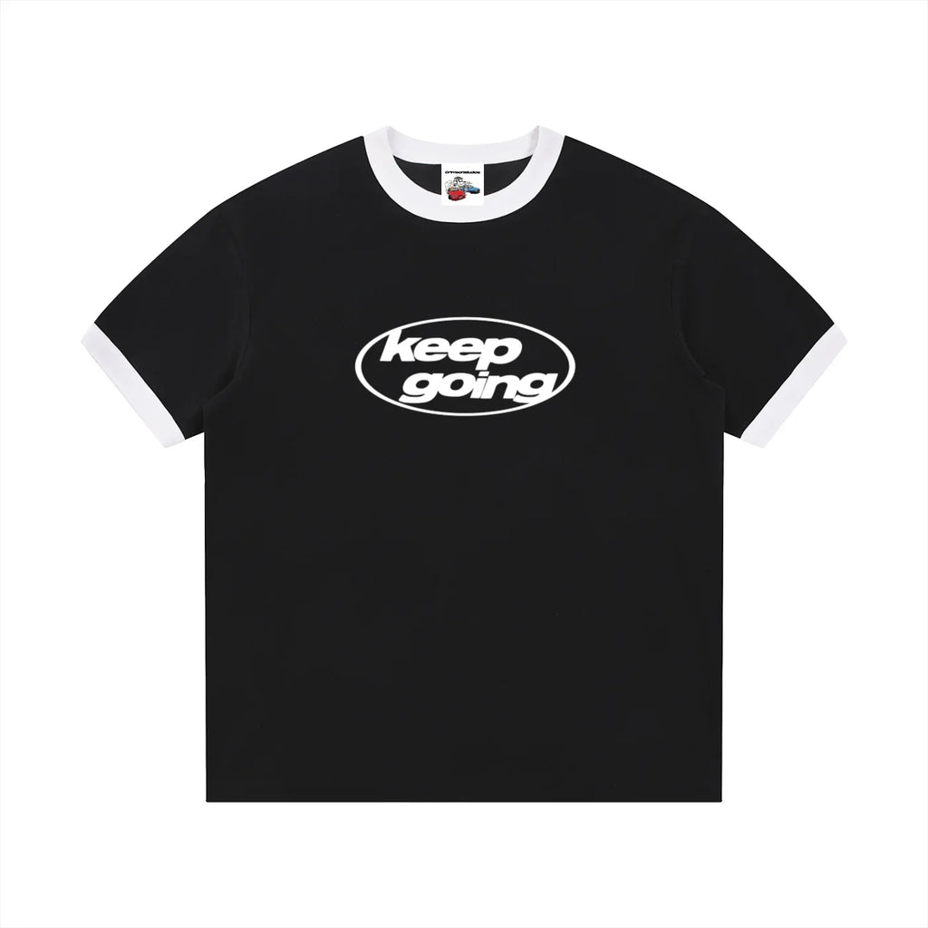 Contrast Edge Ribbed Crewneck T-Shirt