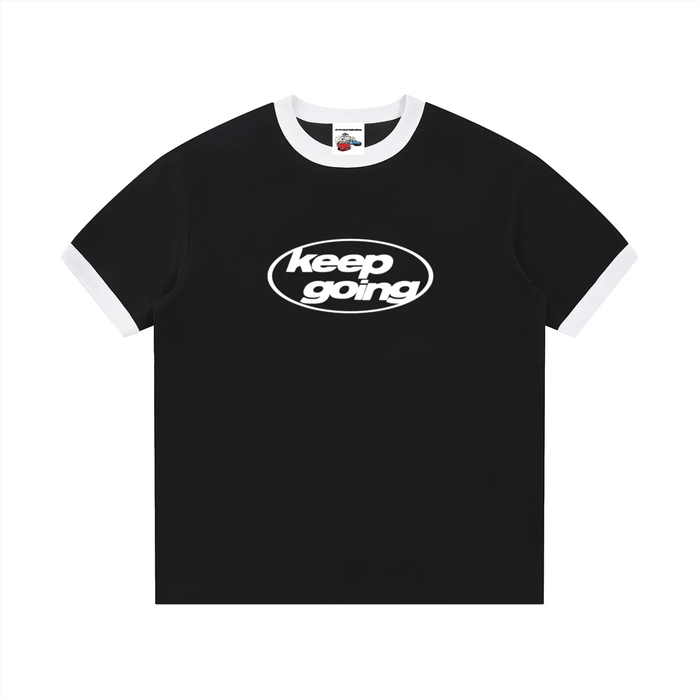 Contrast Edge Ribbed Crewneck T-Shirt