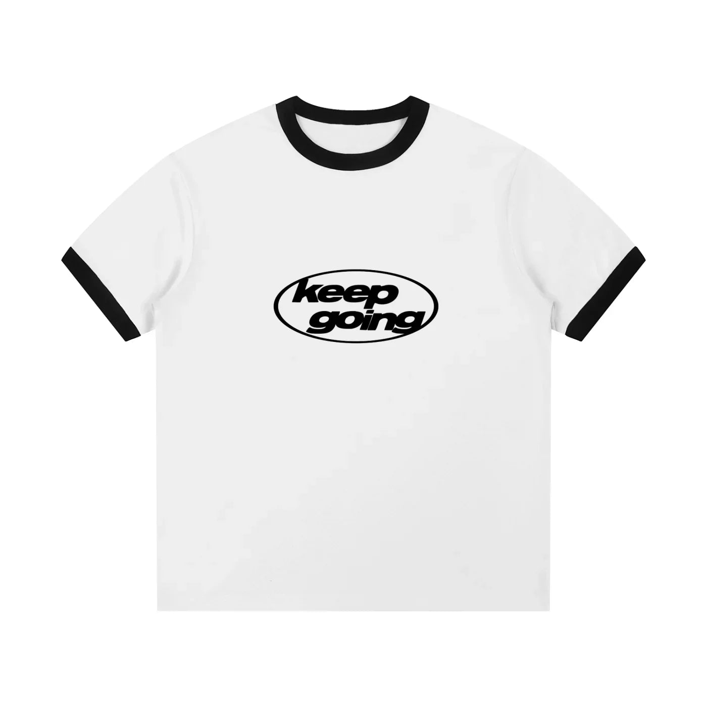 Contrast Edge Ribbed Crewneck T-Shirt
