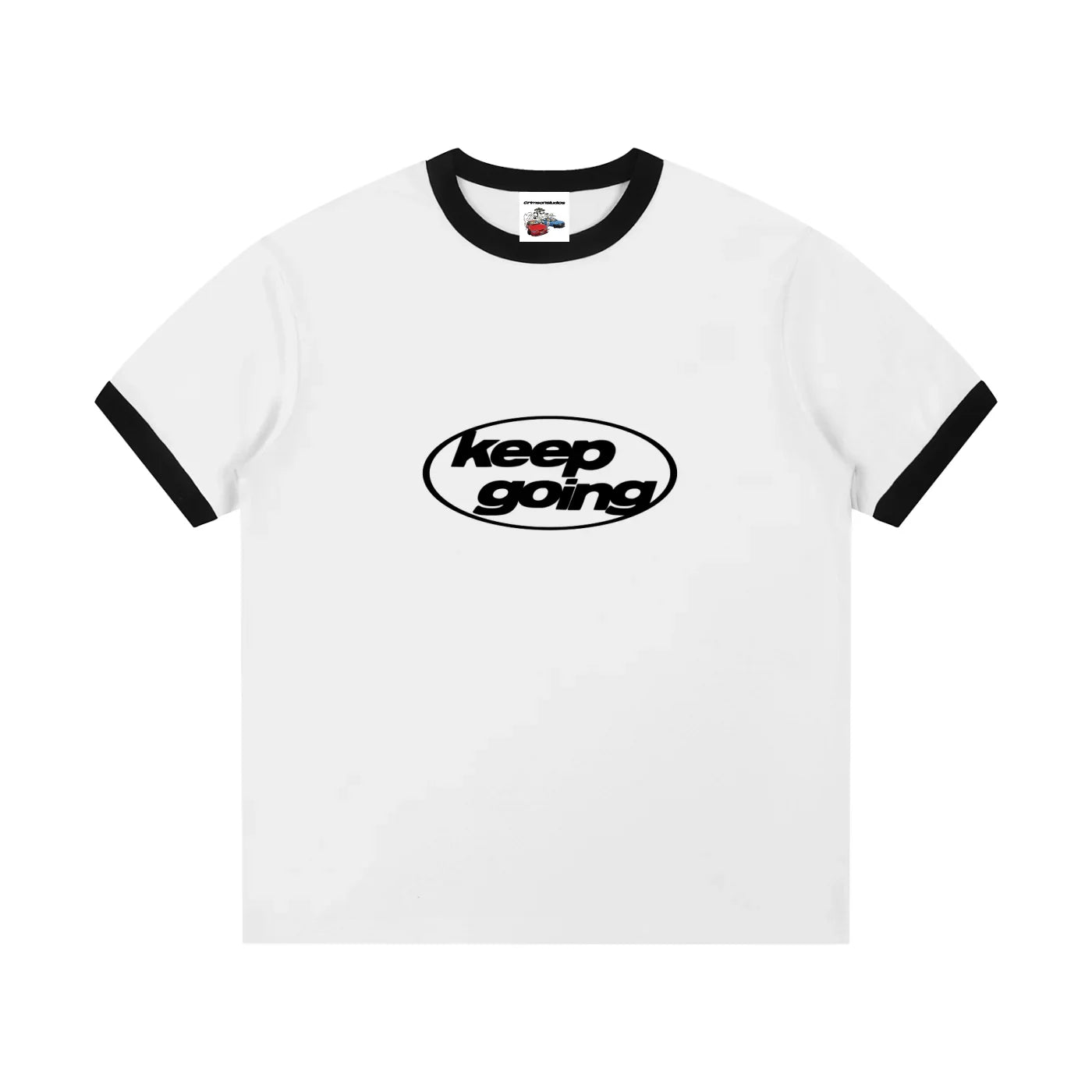 Contrast Edge Ribbed Crewneck T-Shirt