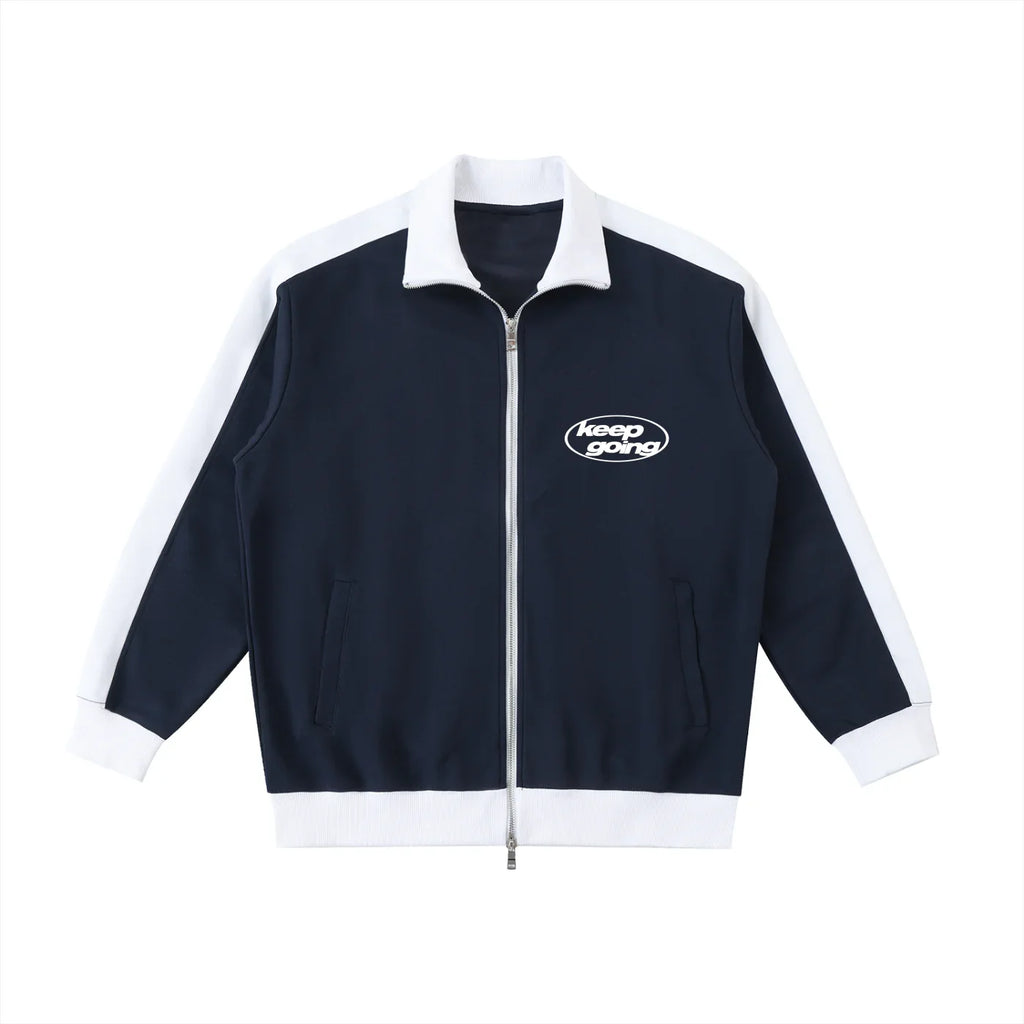 Contrast Trim Stand Collar Jacket