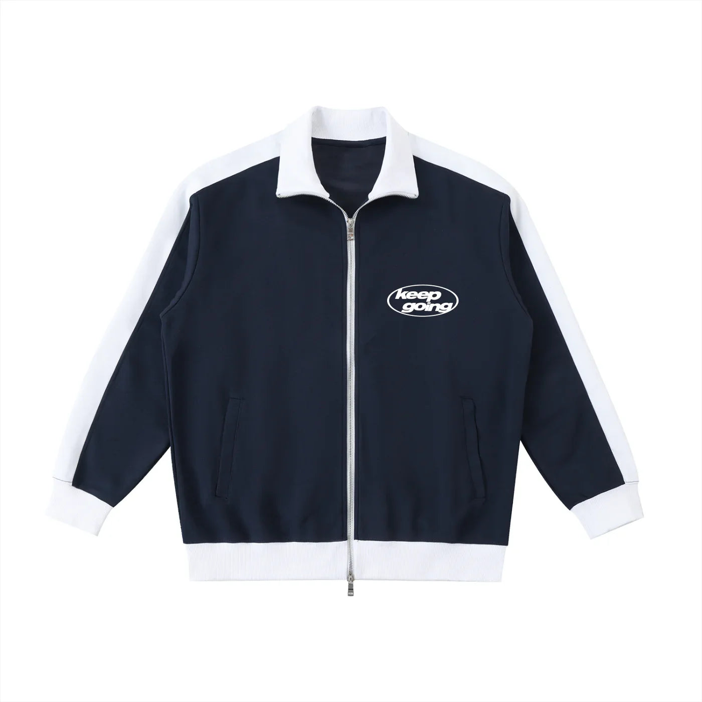 Contrast Trim Stand Collar Jacket