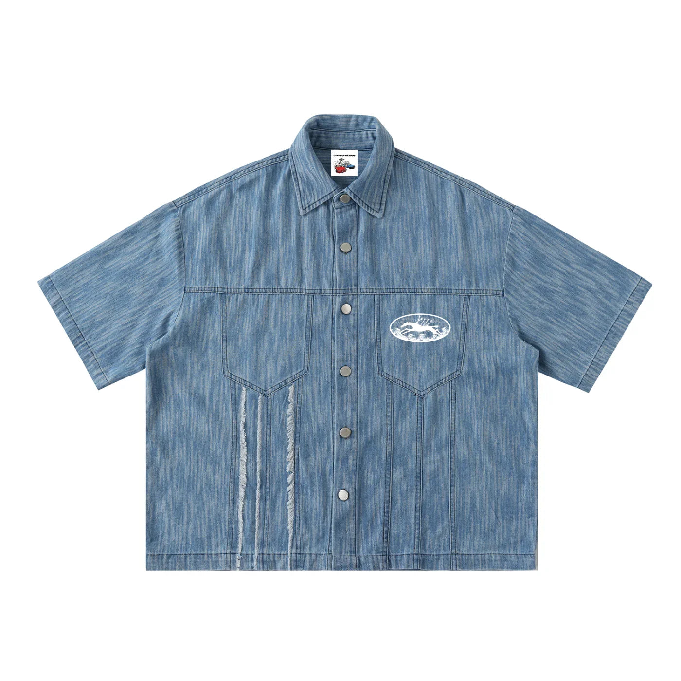 Distressed Wash Short-Sleeve Shirt