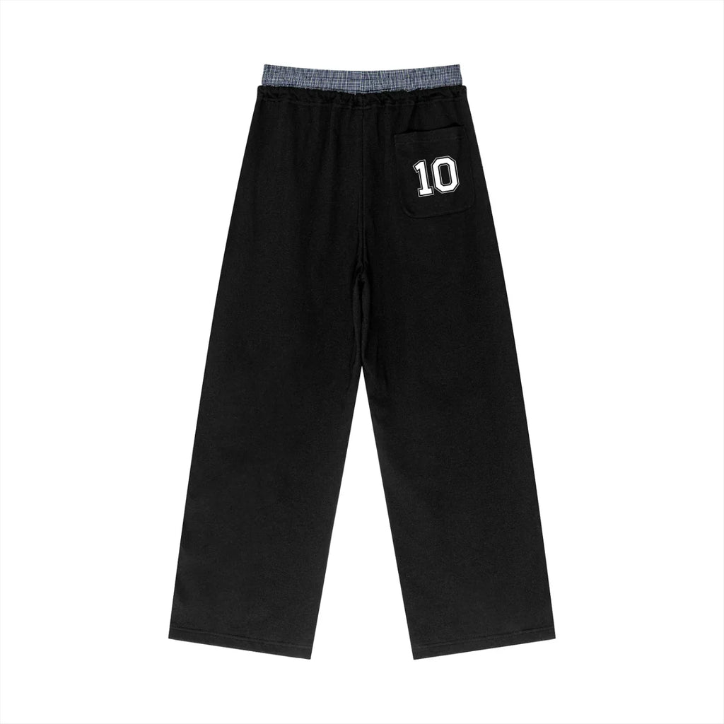 Plaid Contrast Waist Pants