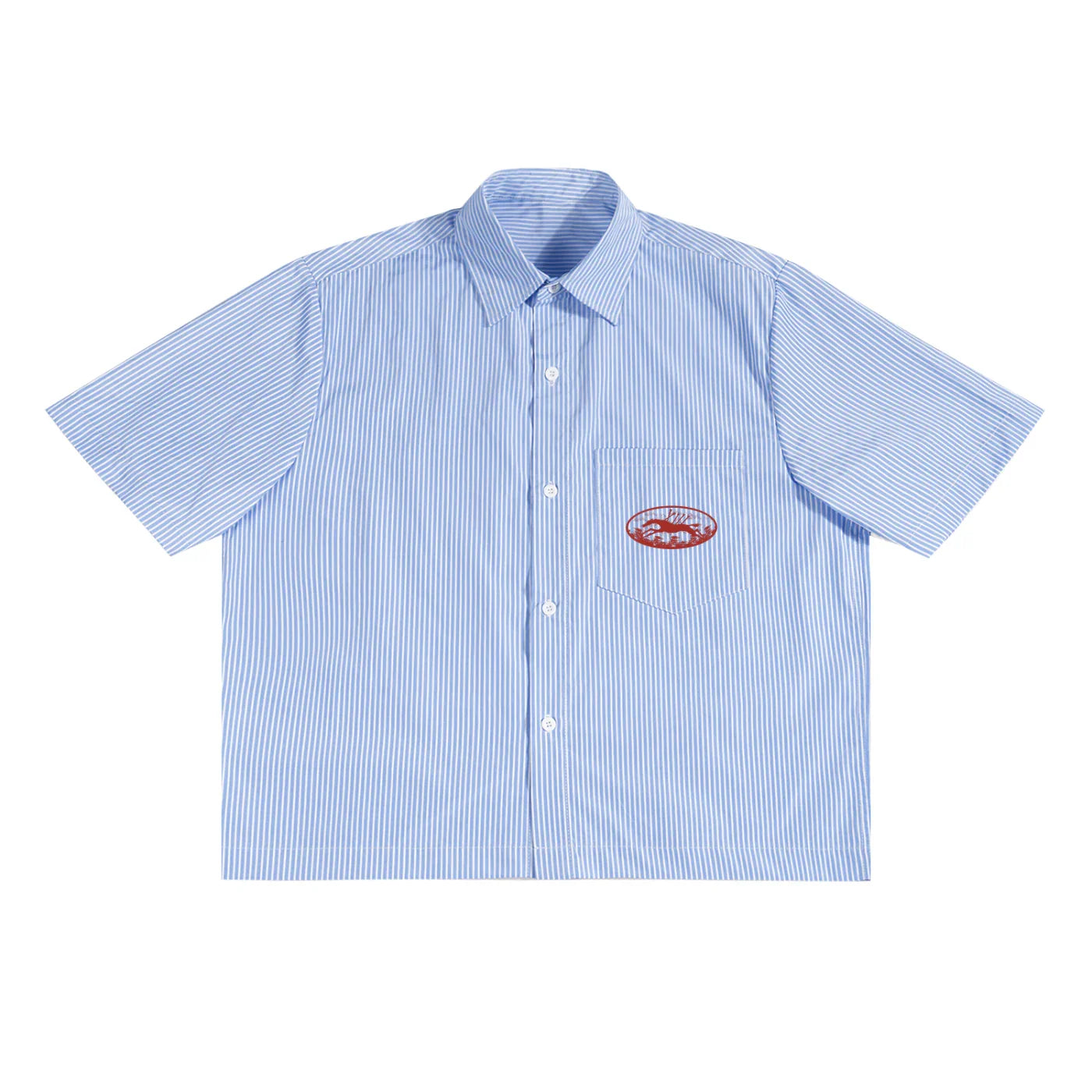 Oversized Vertical Blue Stripe Boxy Shirt