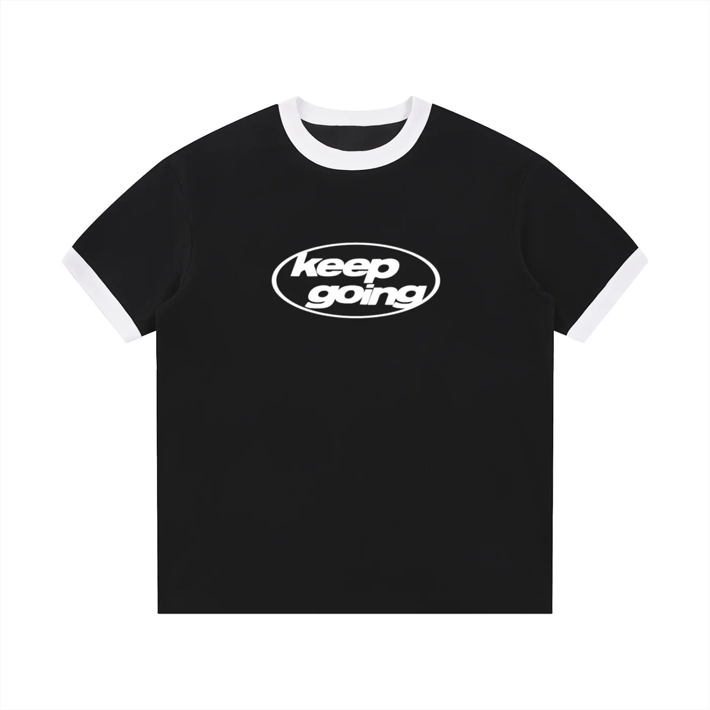 Contrast Edge Ribbed Crewneck T-Shirt